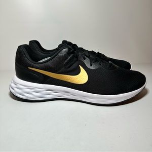 NEW Nike Revolution 6 Next Nature Black Gold Sneakers DC3728-002 Mens Size 15